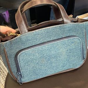 Brown and jean purse
